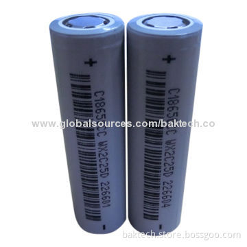 Lithium ion rechargeable cell, cylindrical type, 3.7V 2600mAh, UL1642 & IEC62133 & UN38.3 approval